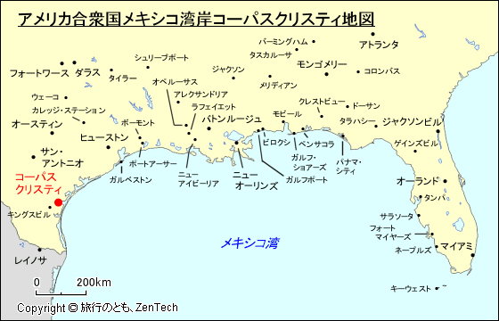 アメリカ合衆国メキシコ湾岸コーパスクリスティ地図