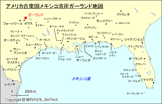 アメリカ合衆国メキシコ湾岸ガーランド地図