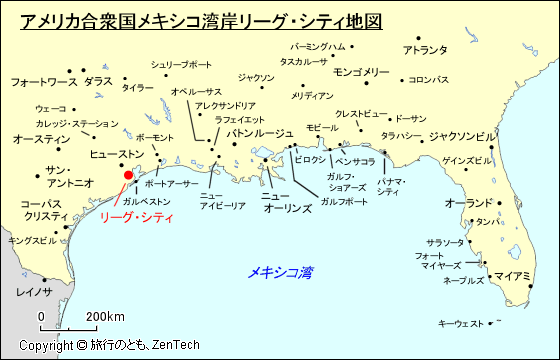 アメリカ合衆国メキシコ湾岸リーグ・シティ地図