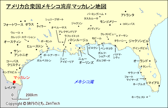 アメリカ合衆国メキシコ湾岸マッカレン地図