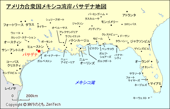 アメリカ合衆国メキシコ湾岸パサデナ地図