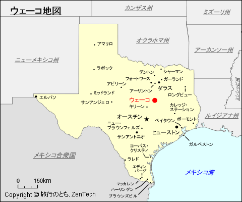 テキサス州ウェーコ地図