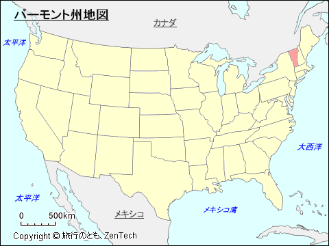 アメリカ合衆国バーモント州地図