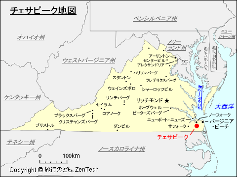 バージニア州チェサピーク地図