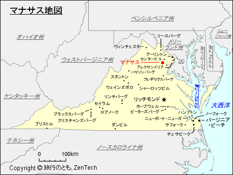 マナサス地図