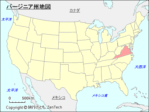 アメリカ合衆国バージニア州地図