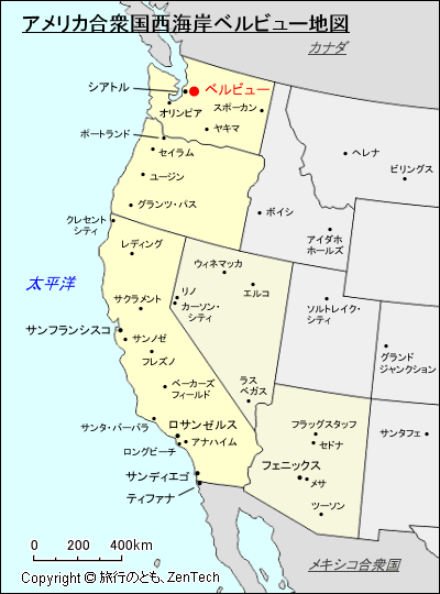 アメリカ合衆国西海岸ベルビュー地図