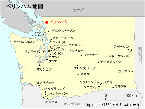 ワシントン州ベリンハム地図