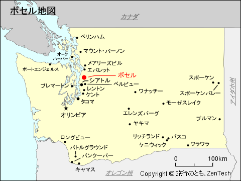 ワシントン州ボセル地図