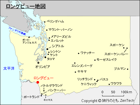 ワシントン州ロングビュー地図