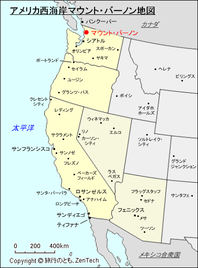 アメリカ合衆国西海岸マウント・バーノン地図