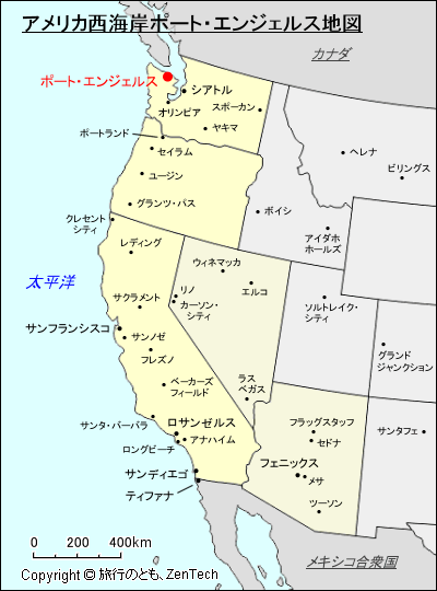 アメリカ合衆国西海岸ポート・エンジェルス地図