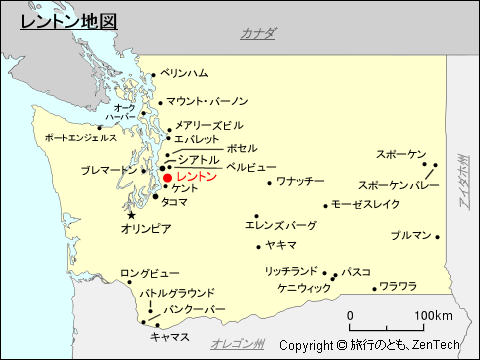 ワシントン州レントン地図