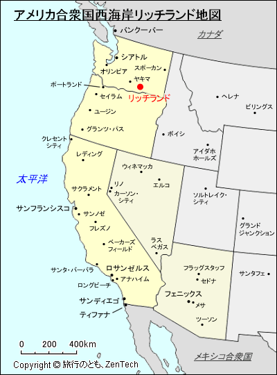 アメリカ合衆国西海岸リッチランド地図