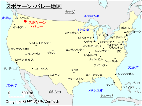 スポケーン・バレー地図