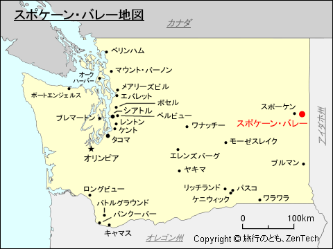 ワシントン州スポケーン・バレー地図