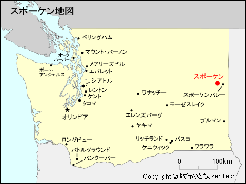 ワシントン州スポケーン地図