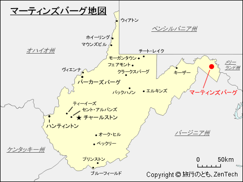 マーティンズバーグ地図