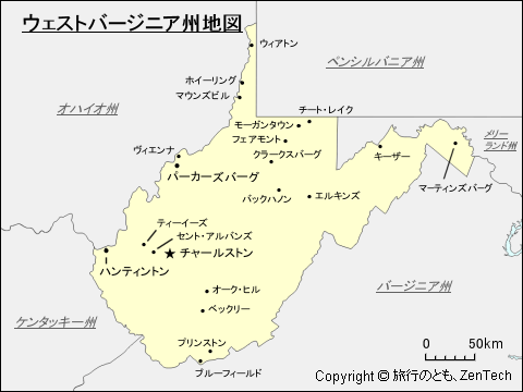 ウェストバージニア州地図
