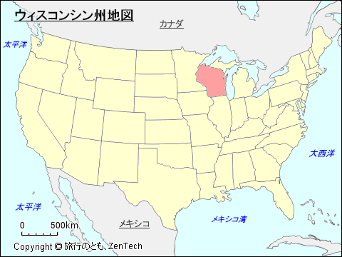 アメリカ合衆国ウィスコンシン州地図