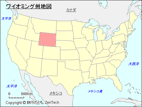 アメリカ合衆国ワイオミング州地図