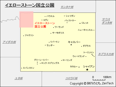 イエローストーン国立公園地図