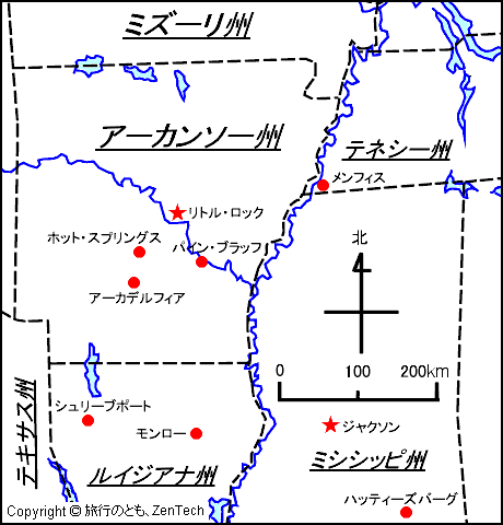 アーカンソー州 地図