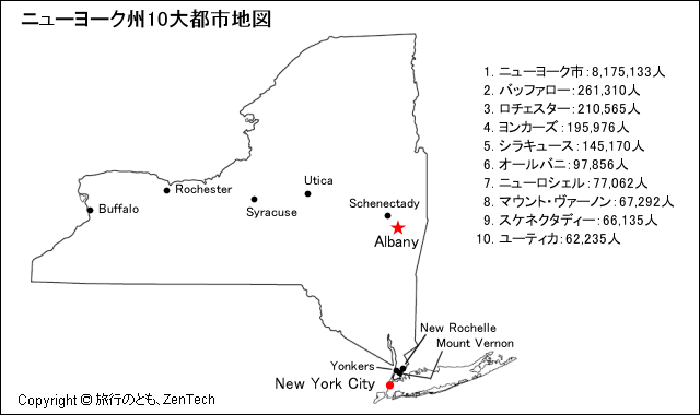 ニューヨーク州10大都市地図