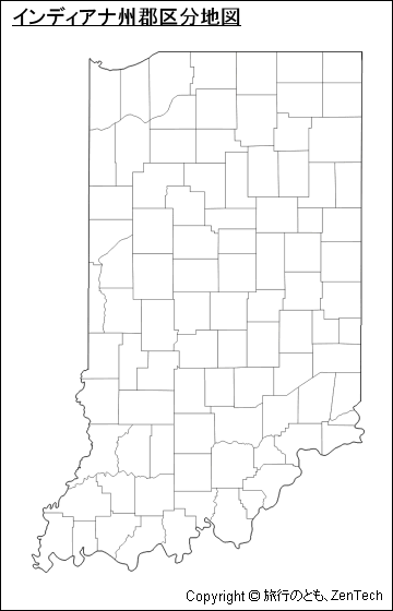 インディアナ州郡区分地図