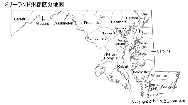 メリーランド州郡区分地図