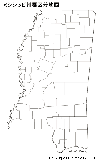 ミシシッピ州郡区分地図
