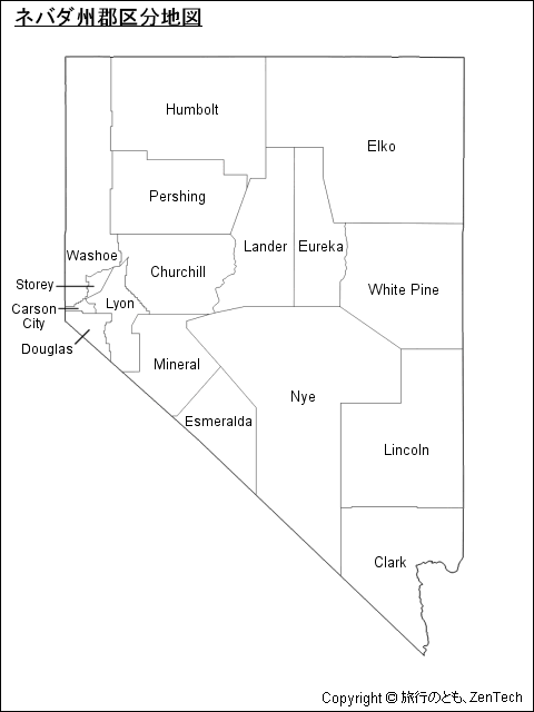 ネバダ州郡区分地図