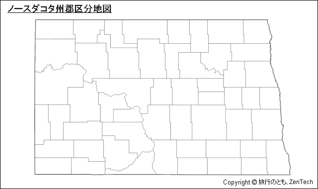 ノースダコタ州郡区分地図