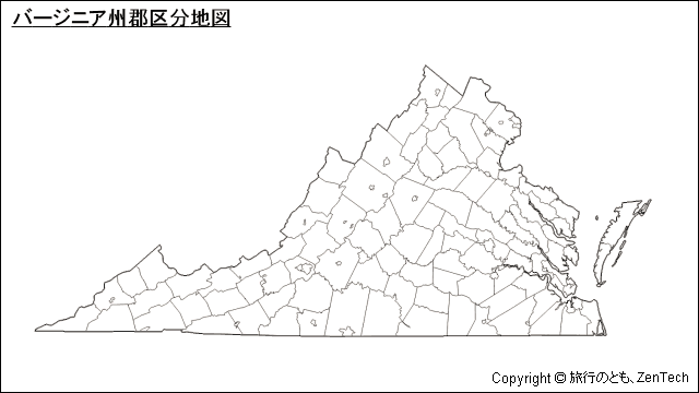 バージニア州郡区分地図