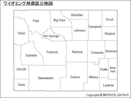 ワイオミング州郡区分地図