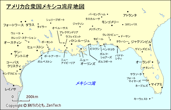 アメリカ合衆国メキシコ湾岸地図