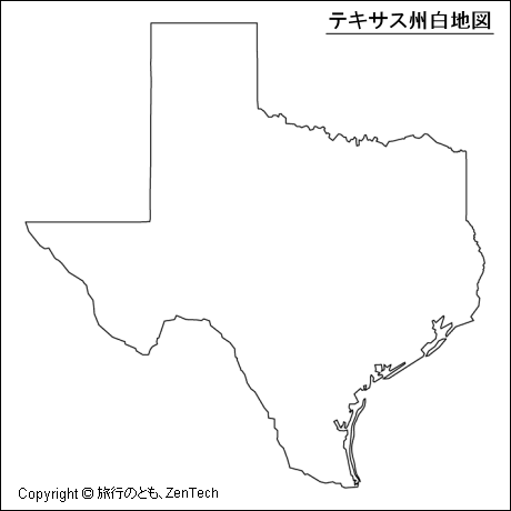 テキサス州白地図（中サイズ）