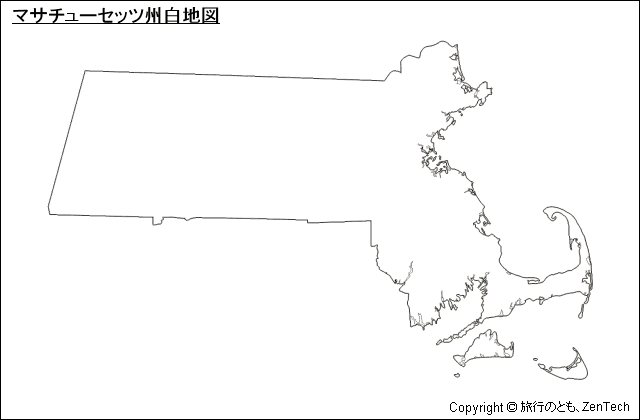 マサチューセッツ州白地図