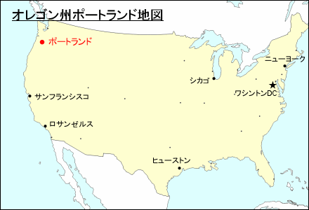 アメリカ合衆国におけるオレゴン州ポートランド地図