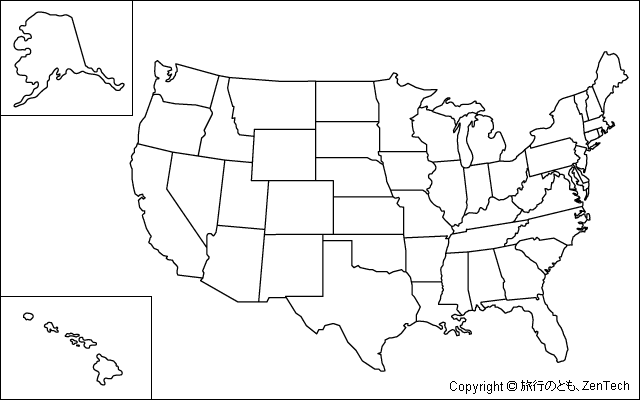 州境入りアメリカ合衆国白地図