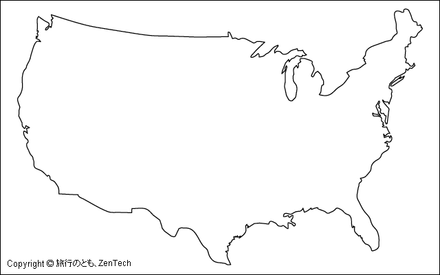 アメリカ白地図 旅行のとも Zentech