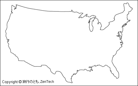 アメリカ48州白地図