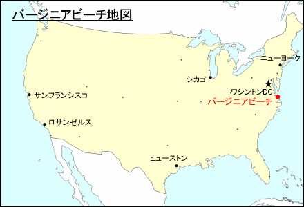 アメリカ合衆国におけるバージニアビーチ地図
