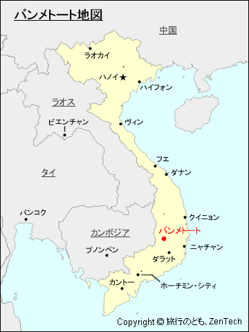 ベトナムにおけるバンメトート地図