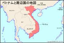 ベトナムと周辺国の地図