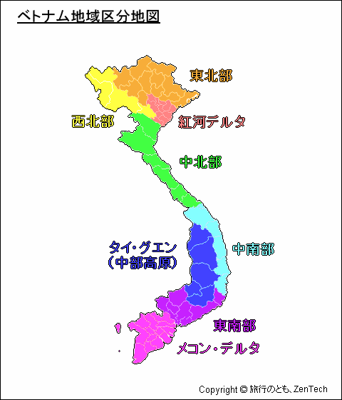 ベトナム地域区分地図