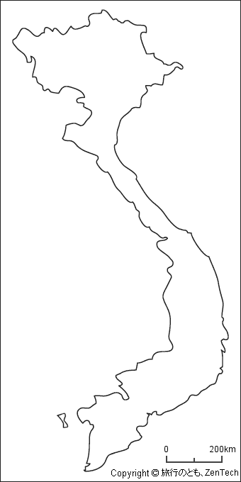 ベトナム白地図（大サイズ）