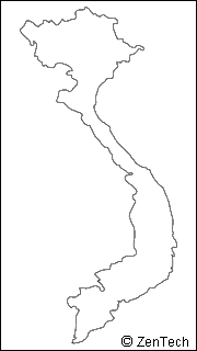 国境線と海岸線のみベトナム白地図